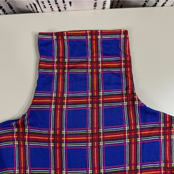 WinterSilks Blue and Red Plaid Turtleneck Top - Picture 7 of 7